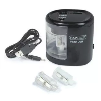 Ořezávátko elektrické Rapesco PS12 2 otvory černé USB kabel Ořezávátko elektrické Rapesco PS12 2 otvory černé USB kabel