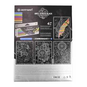 Omalovánky antistres černé 4ks Fantasia Centropen A4 Omalovánky antistres černé 4ks Fantasia Centropen A4