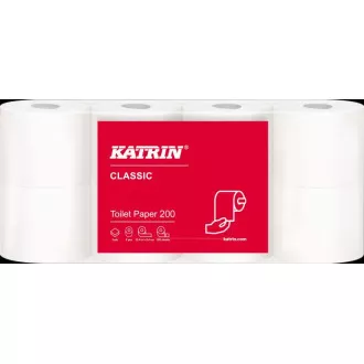 Toaletní papír Katrin 2vrs bílý 23,4m 200útržků 8ks / prodej po balení Toaletní papír Katrin 2vrs bílý 23,4m 200útržků 8ks / prodej po balení