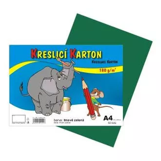 Kreslící karton A4/180g 50 listů tmavě zelený Kreslící karton A4/180g 50 listů tmavě zelený