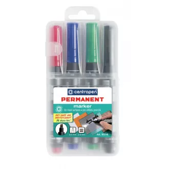 Popisovač Centropen 8516/4 permanent 4 barvy klínový hrot 2-5 mm Popisovač Centropen 8516/4 permanent 4 barvy klínový hrot 2-5 mm