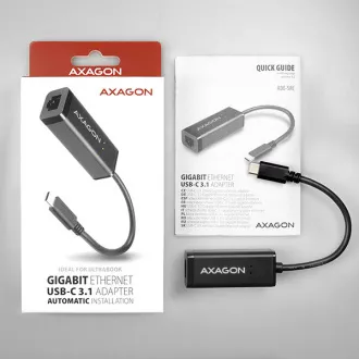 AXAGON ADE-SRC, USB-C 3.2 Gen 1 - Gigabit Ethernet síťová karta, auto instal, černá AXAGON ADE-SRC, USB-C 3.2 Gen 1 - Gigabit Ethernet síťová karta, auto instal, černá