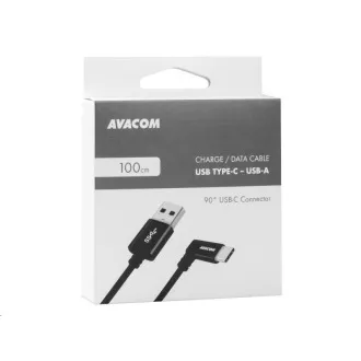 Datový a nabíjecí kabel USB - USB Type-C, 100cm, konektor v úhlu 90°, černý Datový a nabíjecí kabel USB - USB Type-C, 100cm, konektor v úhlu 90°, černý