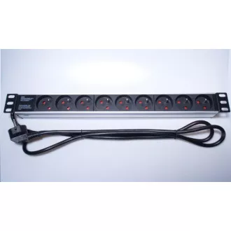 PremiumCord Panel napájecí do 19" racku 1U, 9x230V, 2m kabel PremiumCord Panel napájecí do 19" racku 1U, 9x230V, 2m kabel
