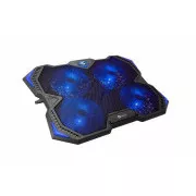 C-TECH chladící podložka pod NTB Zefyros (GCP-01B), casual gaming, 17, 3", modré podsvícení, regulace otáček