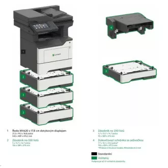 LEXMARK Multifunkční ČB tiskárna MX622adhe, A4, 47ppm, 2048MB, barevný LCD displej, duplex, DADF, USB 2.0, LAN LEXMARK Multifunkční ČB tiskárna MX622adhe, A4, 47ppm, 2048MB, barevný LCD displej, duplex, DADF, USB 2.0, LAN