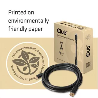 Club3D Kabel certifikovaný DisplayPort 1.4 HBR3, 8K60Hz (M/M), černé koncovky, 4m, 24 AWG Club3D Kabel certifikovaný DisplayPort 1.4 HBR3, 8K60Hz (M/M), černé koncovky, 4m, 24 AWG