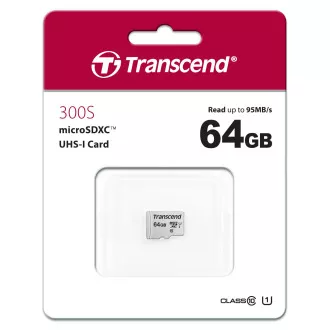 TRANSCEND MicroSDXC karta 64GB 300S, UHS-I U1 + adaptér TRANSCEND MicroSDXC karta 64GB 300S, UHS-I U1 + adaptér