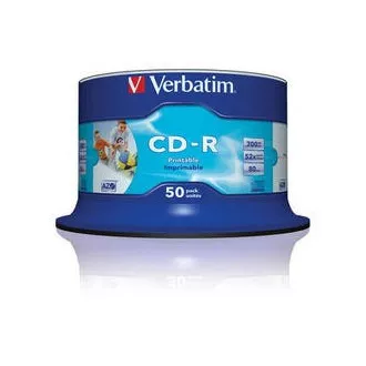 VERBATIM CD-R(50-Pack)Spindle/Inkjet Printable/52x/700MB / Non ID Branded VERBATIM CD-R(50-Pack)Spindle/Inkjet Printable/52x/700MB / Non ID Branded