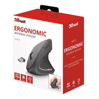 TRUST Myš Verto wireless ergonomic mouse USB, black (černá) TRUST Myš Verto wireless ergonomic mouse USB, black (černá)