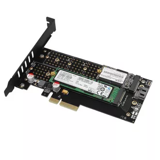 AXAGON PCEM2-DC, PCIe x4 - M.2 NVMe M-key + SATA B-key slot adaptér, chladič, LP AXAGON PCEM2-DC, PCIe x4 - M.2 NVMe M-key + SATA B-key slot adaptér, chladič, LP