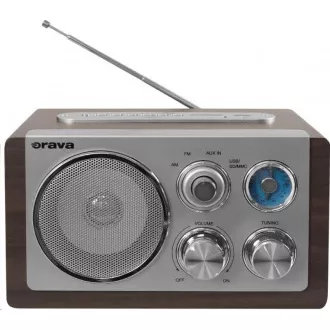 Orava RR-29 A rádio, 1 x 3, 5W, AM / FM rádio, USB, AUX vstup, SD karta, hnědá / stříbrná Orava RR-29 A rádio, 1 x 3, 5W, AM / FM rádio, USB, AUX vstup, SD karta, hnědá / stříbrná