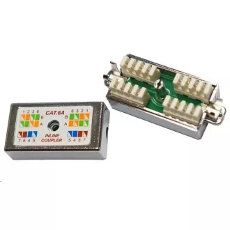 Spojovací box FTP Cat6A narážecí, stříbrná Spojovací box FTP Cat6A narážecí, stříbrná