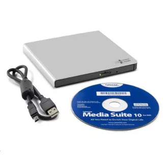 HITACHI LG - externí mechanika DVD-W/CD-RW/DVD±R/±RW/RAM GP57ES40, Slim, Silver, box+SW HITACHI LG - externí mechanika DVD-W/CD-RW/DVD±R/±RW/RAM GP57ES40, Slim, Silver, box+SW