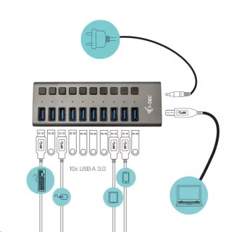 i-tec USB 3.0 nabíjecí HUB 10port + Power Adapter 48 W i-tec USB 3.0 nabíjecí HUB 10port + Power Adapter 48 W