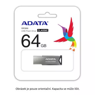 ADATA Flash Disk 32GB UV250, USB 2.0 Dash Drive, tmavě stříbrná ADATA Flash Disk 32GB UV250, USB 2.0 Dash Drive, tmavě stříbrná