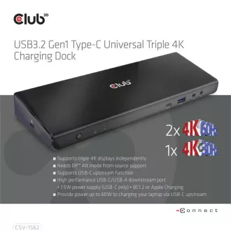 Club3D Dokovací stanice USB-C 13v1, 2xDP, 3xHDMI, 1xUSB-C, 5xUSB, 1xRJ45, 1x3.5mm, černá Club3D Dokovací stanice USB-C 13v1, 2xDP, 3xHDMI, 1xUSB-C, 5xUSB, 1xRJ45, 1x3.5mm, černá