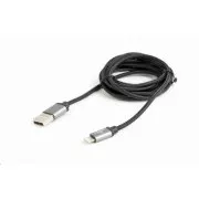 GEMBIRD Kabel USB 2.0 Lightning (IP5 a vyšší) nabíjecí a synchronizační kabel, opletený, 1, 8m, černý, blister
