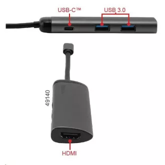 VERBATIM Dokovací stanice USB-C 4v1, 1x HDMI, 1xUSB-C, 2xUSB, šedá