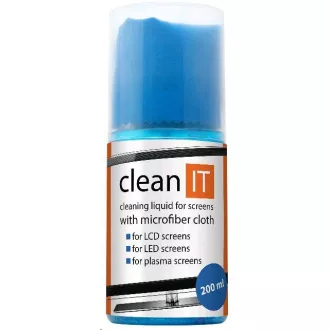 CLEAN IT Čistící roztok na obrazovky 200ml s utěrkou ve víčku CLEAN IT Čistící roztok na obrazovky 200ml s utěrkou ve víčku