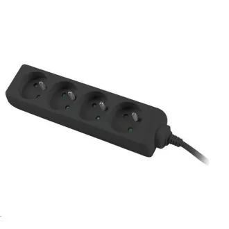 PREMIUMCORD Prodlužovací přívod 230V 2m 4 zásuvky, černý PREMIUMCORD Prodlužovací přívod 230V 2m 4 zásuvky, černý