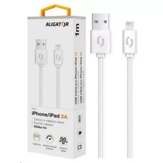 Aligator datový a nabíjecí kabel, konektor Lightning, 2A, 1m, bílá Aligator datový a nabíjecí kabel, konektor Lightning, 2A, 1m, bílá
