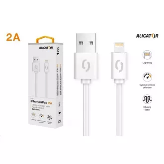 Aligator datový a nabíjecí kabel, konektor Lightning, 2A, 1m, bílá Aligator datový a nabíjecí kabel, konektor Lightning, 2A, 1m, bílá