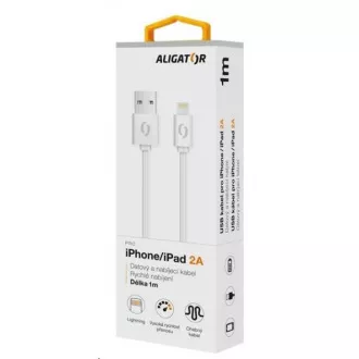 Aligator datový a nabíjecí kabel, konektor Lightning, 2A, 1m, bílá Aligator datový a nabíjecí kabel, konektor Lightning, 2A, 1m, bílá