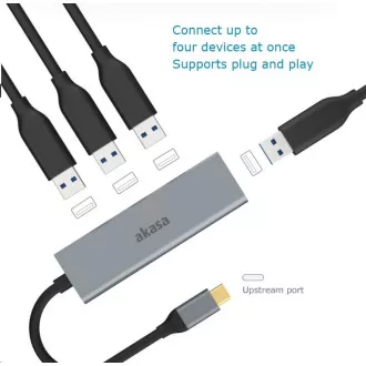 AKASA Hub USB-C 4x USB 3.0 port, Aluminium AKASA Hub USB-C 4x USB 3.0 port, Aluminium
