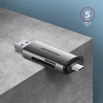 AXAGON CRE-SAC, USB3.2 Gen 1 Type-C + Type-A externí čtečka karet SD/microSD, podpora UHS-I AXAGON CRE-SAC, USB3.2 Gen 1 Type-C + Type-A externí čtečka karet SD/microSD, podpora UHS-I