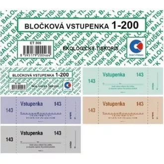 Tiskopis Bločkové vstupenky 13,3x3,9cm 200 listů BALOUŠEK Tiskopis Bločkové vstupenky 13,3x3,9cm 200 listů BALOUŠEK