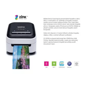 BROTHER tiskárna štítků FOTO - VC500W - WIFI, USB, COLOR bez potřeby inkoustu - Integrovaný odstřih BROTHER tiskárna štítků FOTO - VC500W - WIFI, USB, COLOR bez potřeby inkoustu - Integrovaný odstřih