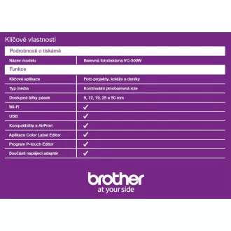 BROTHER tiskárna štítků FOTO - VC500W - WIFI, USB, COLOR bez potřeby inkoustu - Integrovaný odstřih BROTHER tiskárna štítků FOTO - VC500W - WIFI, USB, COLOR bez potřeby inkoustu - Integrovaný odstřih