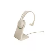 Jabra náhlavní souprava se stojánkem Evolve2 65, Link 380c MS, mono, béžová - Rozbalené