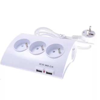 PREMIUMCORD Prodlužovací přívod 230V 1, 5m 5zásuvek+vypínač+2x USB 2A PREMIUMCORD Prodlužovací přívod 230V 1, 5m 5zásuvek+vypínač+2x USB 2A