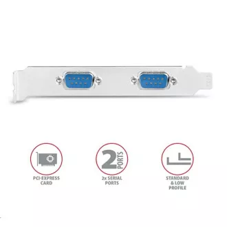 AXAGON PCEA-S2N, PCIe řadič - 2x sériový port (RS232) 250 kbps, vč. LP AXAGON PCEA-S2N, PCIe řadič - 2x sériový port (RS232) 250 kbps, vč. LP