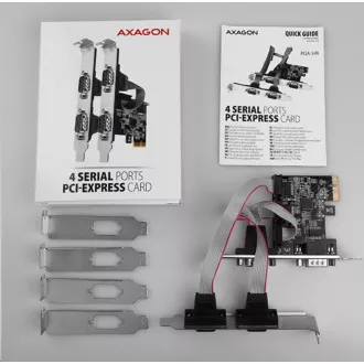 AXAGON PCEA-S4N, PCIe řadič - 4x sériový port (RS232) 250 kbps, vč. LP
