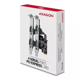 AXAGON PCEA-S4N, PCIe řadič - 4x sériový port (RS232) 250 kbps, vč. LP