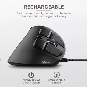 TRUST ergonomická Myš Voxx Rechargeable Ergonomic Wireless Mouse TRUST ergonomická Myš Voxx Rechargeable Ergonomic Wireless Mouse