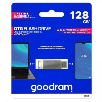 GOODRAM Flash Disk 128GB ODA3, USB 3.2, stříbrná GOODRAM Flash Disk 128GB ODA3, USB 3.2, stříbrná