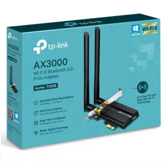 TP-Link Archer TX50E WiFi6 PCIe adapter (AX3000, 2, 4GHz/5GHz, Bluetooth5.0) TP-Link Archer TX50E WiFi6 PCIe adapter (AX3000, 2, 4GHz/5GHz, Bluetooth5.0)