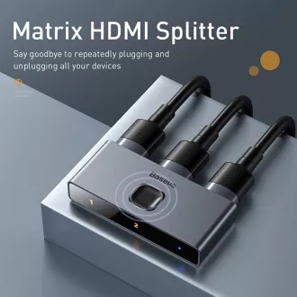 Baseus Matrix HDMI Splitter 2v1 / 1v2 šedá Baseus Matrix HDMI Splitter 2v1 / 1v2 šedá