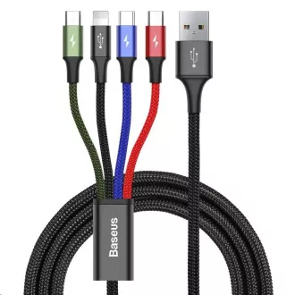 Baseus rychlý nabíjecí / datový kabel 4v1 Lightning + 2* USB-C + Micro USB 3, 5A 1, 2m, černá Baseus rychlý nabíjecí / datový kabel 4v1 Lightning + 2* USB-C + Micro USB 3, 5A 1, 2m, černá