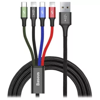 Baseus rychlý nabíjecí / datový kabel 4v1 2* Lightning + USB-C + Micro USB 3, 5A 1, 2m, černá Baseus rychlý nabíjecí / datový kabel 4v1 2* Lightning + USB-C + Micro USB 3, 5A 1, 2m, černá
