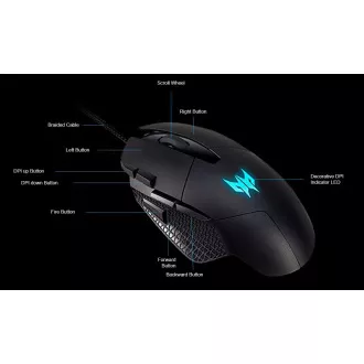 ACER Predator CESTUS 315 - herní myš, 4 levels DPI 800-6500dpi, Pixart 3325 senzor, IPS/speed 100, 8 tlačítek