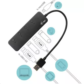 i-tec USB 3.0 nabíjecí HUB 4port s individuálními vypínači i-tec USB 3.0 nabíjecí HUB 4port s individuálními vypínači