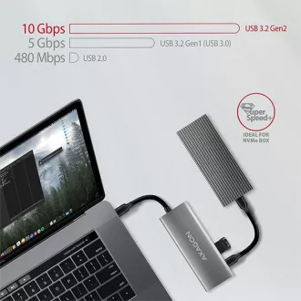 AXAGON HMC-5G2, USB 10Gbps hub, porty 2x USB-A, 2x USB-C, HDMI 4k/60, PD 100W, kabel USB-C 13cm AXAGON HMC-5G2, USB 10Gbps hub, porty 2x USB-A, 2x USB-C, HDMI 4k/60, PD 100W, kabel USB-C 13cm