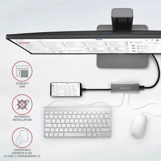 AXAGON HMC-5G2, USB 10Gbps hub, porty 2x USB-A, 2x USB-C, HDMI 4k/60, PD 100W, kabel USB-C 13cm AXAGON HMC-5G2, USB 10Gbps hub, porty 2x USB-A, 2x USB-C, HDMI 4k/60, PD 100W, kabel USB-C 13cm