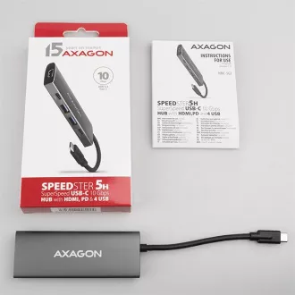 AXAGON HMC-5G2, USB 10Gbps hub, porty 2x USB-A, 2x USB-C, HDMI 4k/60, PD 100W, kabel USB-C 13cm AXAGON HMC-5G2, USB 10Gbps hub, porty 2x USB-A, 2x USB-C, HDMI 4k/60, PD 100W, kabel USB-C 13cm
