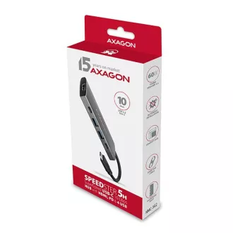 AXAGON HMC-5G2, USB 10Gbps hub, porty 2x USB-A, 2x USB-C, HDMI 4k/60, PD 100W, kabel USB-C 13cm AXAGON HMC-5G2, USB 10Gbps hub, porty 2x USB-A, 2x USB-C, HDMI 4k/60, PD 100W, kabel USB-C 13cm